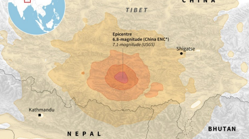 Мощно земетресение разтърси Тибет, жертвите са десетки