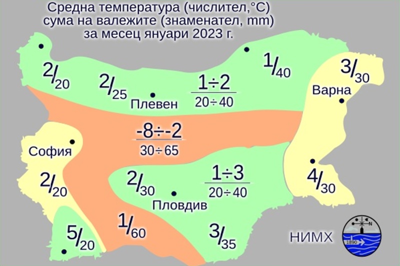 От минус 12 до плюс 18 градуса през януари у нас