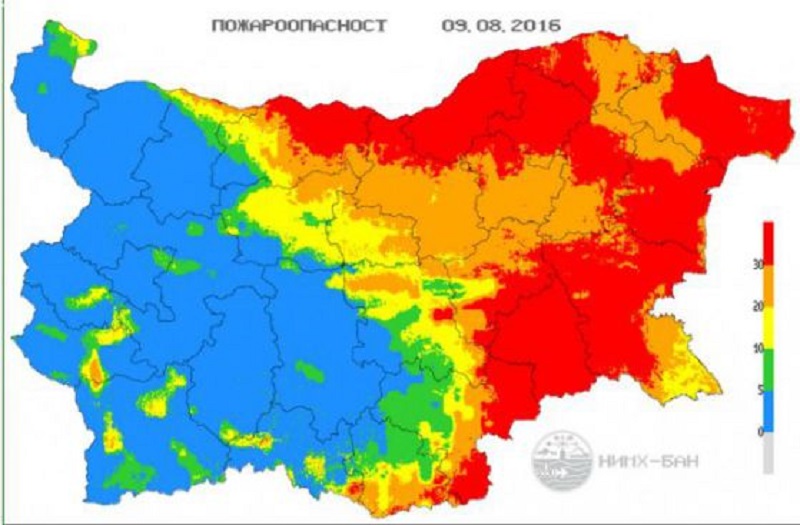 Код червено за опасност от пожари