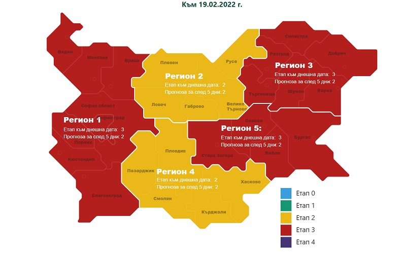 До седмица червеният цвят изчезва от ковид картата на България