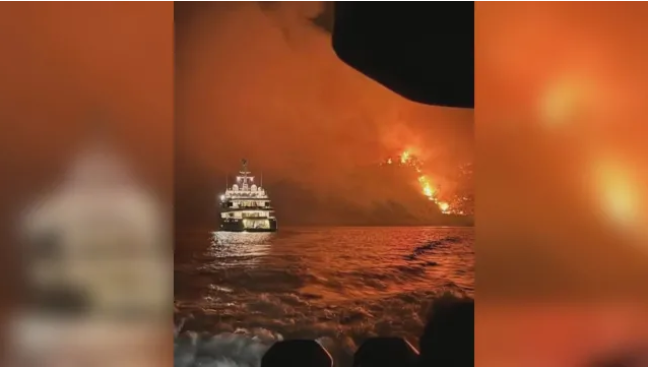 Фойерверки от яхта в морето подпалиха борова гора на гръцки остров